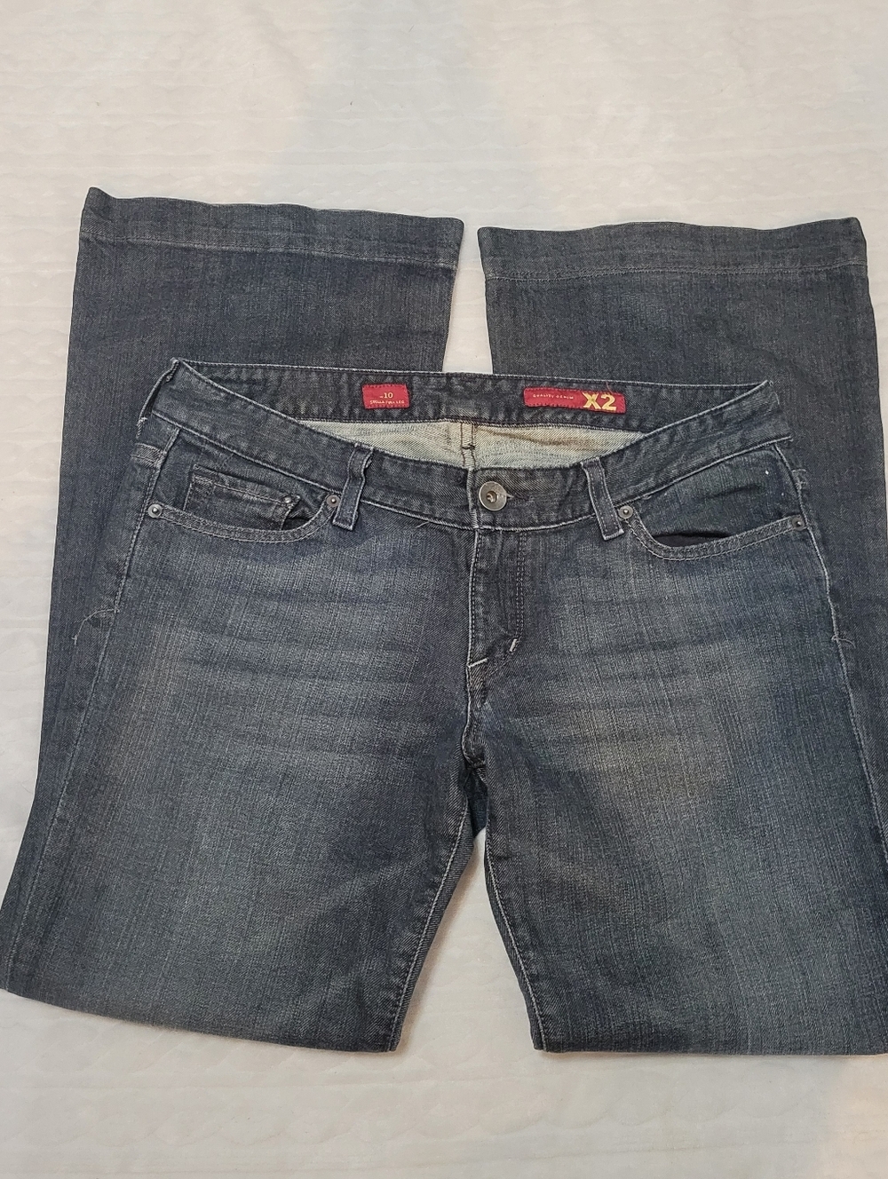 Y2k X2 Denim Dark Wash Stella Full Leg Grunge Low Rise Jeans | 10R